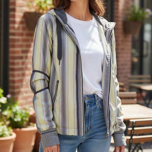 lululemon athletica Jackets & Blazers - Lululemon Jacket Women's Full Zip Hooded Striped Lined Pockets Running size 10